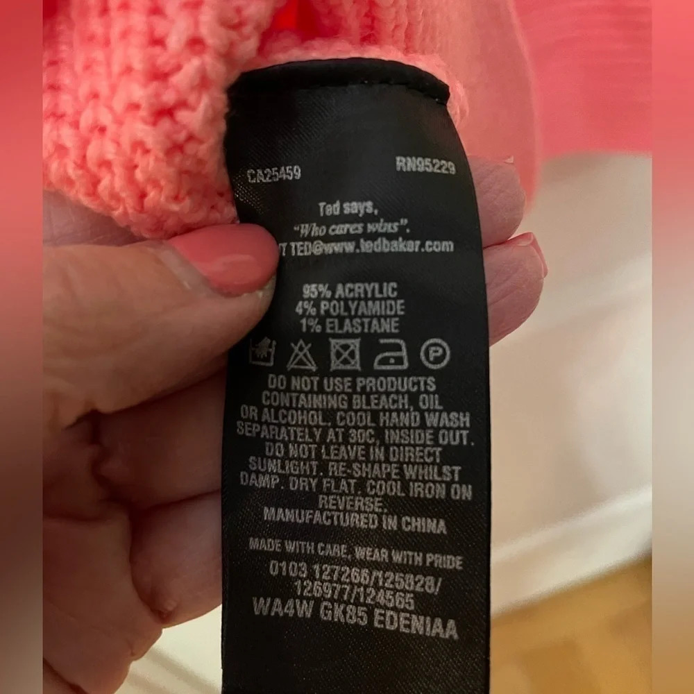 Super Flattering Ted Baker London Pink Peplum Cable Knit Sweater Size 5 - Picture 2 of 5